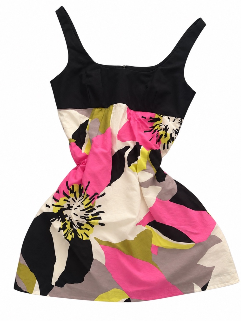Sleeveless Floral Babydoll Dress with Black Bodice